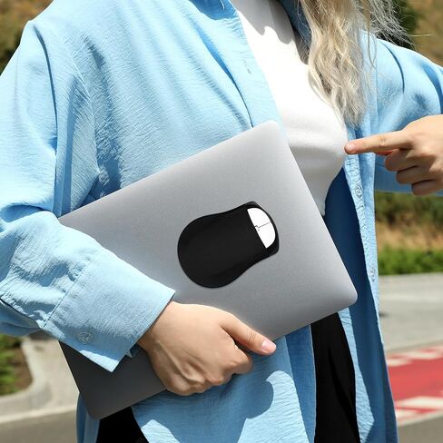 2 Pack Universal Stick-On Mouse Pouch, Mouse Holder for Laptop Compact Carrying Mice Sleeve with Reusable Adhesive No Glue Residue, Compatible with Computer, Laptop, Office, Home (Black,Pink) in Saudi Arabia