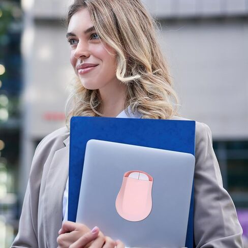 2 Pack Universal Stick-On Mouse Pouch, Mouse Holder for Laptop Compact Carrying Mice Sleeve with Reusable Adhesive No Glue Residue, Compatible with Computer, Laptop, Office, Home (Black,Pink) in Saudi Arabia