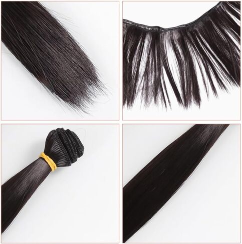 Doll Mini Wig 5pcs مجموعة 15 سم ملحقات الشعر الأسود المستقيم للدمى حرير درجات الحرارة العالية مع تصميم شبكة وردة سهلة سهلة in Kuwait