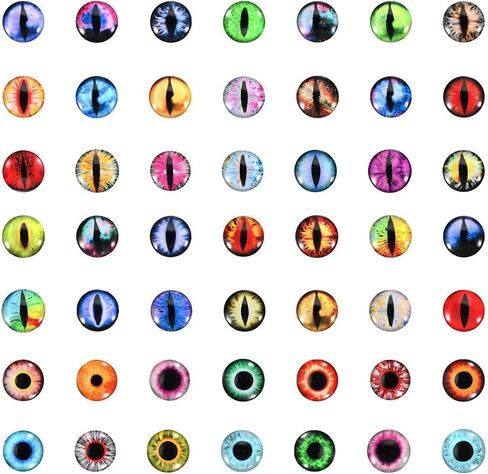 PATIKIL 6mm Dragon Eyes, 100 Pcs Round Glass Eyes for Crafts, Doll Making, Jewelry Making, Mixed Color in Saudi Arabia