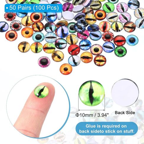 PATIKIL 6mm Dragon Eyes, 100 Pcs Round Glass Eyes for Crafts, Doll Making, Jewelry Making, Mixed Color in Saudi Arabia