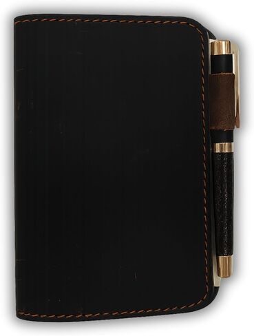 غطاء محمول من الجلد المصنوع يدويًا A6 متوافق مع Leuchtturm 3.6 × 5.9 بوصة ، قضية مجلة السفر القابلة لإعادة التعبئة للرجال والنساء ، متوافقة مع Moleskine Hobonichi Pocket Planner (Brown Dark) in Kuwait