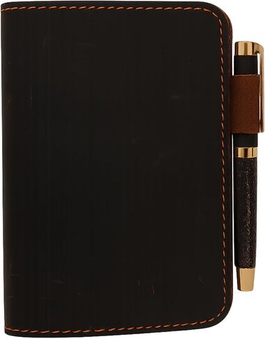 غطاء محمول من الجلد المصنوع يدويًا A6 متوافق مع Leuchtturm 3.6 × 5.9 بوصة ، قضية مجلة السفر القابلة لإعادة التعبئة للرجال والنساء ، متوافقة مع Moleskine Hobonichi Pocket Planner (Brown Dark) in Kuwait