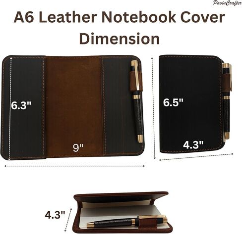 غطاء محمول من الجلد المصنوع يدويًا A6 متوافق مع Leuchtturm 3.6 × 5.9 بوصة ، قضية مجلة السفر القابلة لإعادة التعبئة للرجال والنساء ، متوافقة مع Moleskine Hobonichi Pocket Planner (Brown Dark) in Kuwait