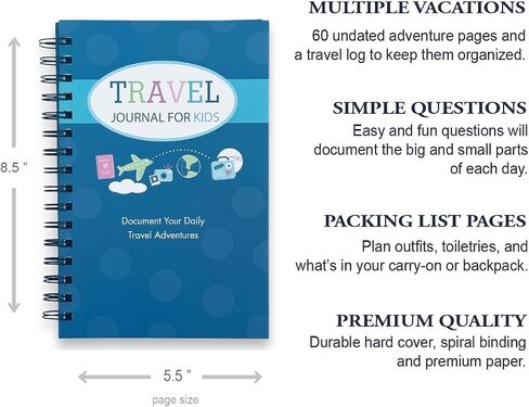 Kahootie Co Travel Journal for Kids- Fun and Easy Way to Document Several Childhood Vacations in One Journal (Royal Blue) in Saudi Arabia
