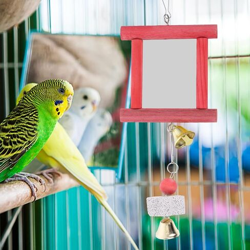 ألعاب مرآة الدجاج من Yardwe 2pcs ، ألعاب مرآة متأرجحة مع أجراس وحجارة مولية طحن المنقار للورودات الدجاج ببغاء in Kuwait