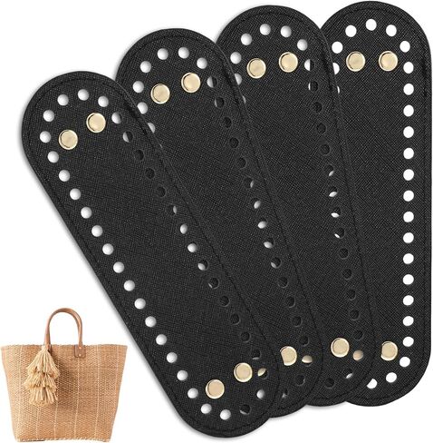 4 PCS CORCHET BAGET ، قواعد حقيبة للكروشيه ، محفظة بيضاوية السفلية الأكياس السفلية وسادة المشكل ، PU LEATHER BASE Shaper مع ثقوب لحقيبة يد DIY ، حمل in Kuwait