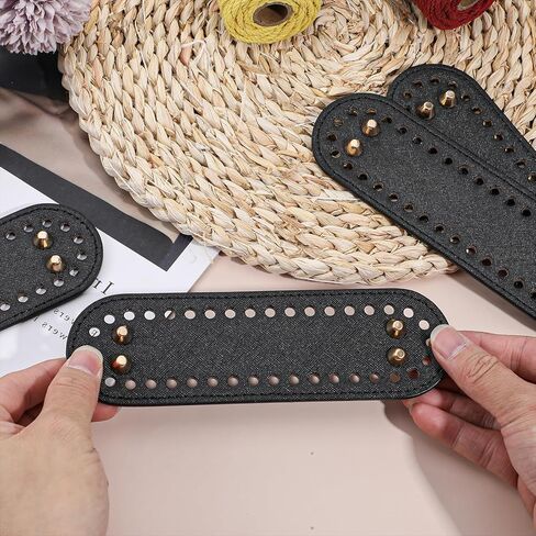 4 PCS CORCHET BAGET ، قواعد حقيبة للكروشيه ، محفظة بيضاوية السفلية الأكياس السفلية وسادة المشكل ، PU LEATHER BASE Shaper مع ثقوب لحقيبة يد DIY ، حمل in Kuwait