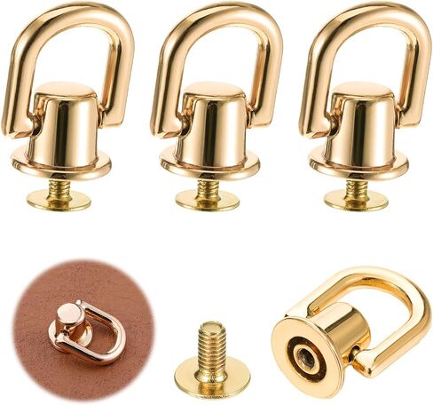 4 PCS D Rings للمحفظة ، أجهزة معدنية قابلة للتدوير 360 درجة ، مسمار برغي مسمار مع محفظة لكمة مصنوعة لوازم Crossbody Conversion Kit Diy Handbag Leather ، Twlar Dog (Gold) in Saudi Arabia