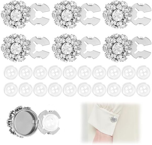 6pcs زر الذهب أغطية للنساء البلوزات ، وزر الراين يغطي مجموعة مقاطع زخرفية ، والزينة القابلة للفصل للجينز والملابس ، وملحقات مجوهرات الخياطة DIY العطلات DIY in Kuwait