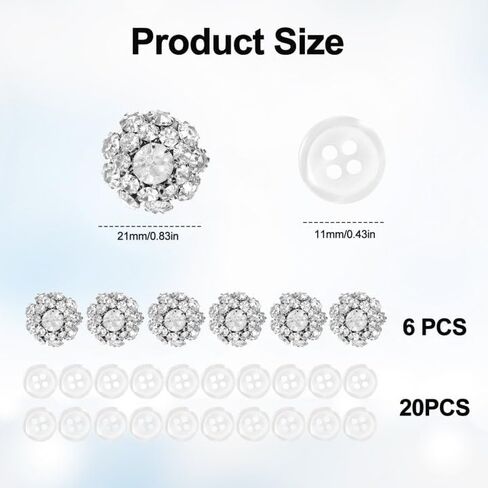 6pcs زر الذهب أغطية للنساء البلوزات ، وزر الراين يغطي مجموعة مقاطع زخرفية ، والزينة القابلة للفصل للجينز والملابس ، وملحقات مجوهرات الخياطة DIY العطلات DIY in Kuwait