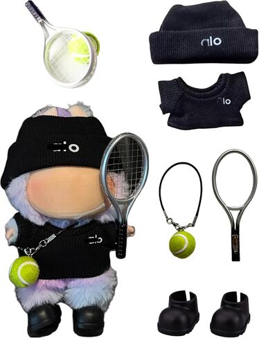 17 cm Doll Clothes，Clothing Accessories Compatible with 5.91-6.7 inch Dolls，Sports Style Doll Set Outfits (5-Piece Set), Includes top + Pants + Tennis Racket + Ball Charm + Shoes (White) in Saudi Arabia