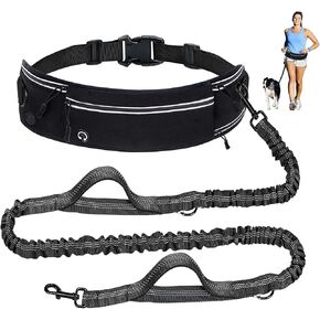 Waist Leash for Dog Walking, Waist Running Leash with Zipper, Walking Pouch for Dog Walking, Reflective Dual Padded Handles Walking Leashs, Bungee Retractable Running for Medium to Large Dogs in Saudi Arabia