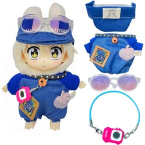 Doll Clothes for Labubu,4Pcs Cute Labubu Clothes Set, Includes Stylish Bodysuit, Cute hat, Pink Sunglasses, Mini Labubu Camera,17cm Labubu Accessories(No Doll) in Saudi Arabia