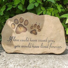 Pet Memorial Stones for Dogs or Cats Lost Outdoor, Garden Pet Headstones Grave Markers with Big Paw Prints for Dog Memorial Gifts Loss Sympathy Gifts Outdoor, 11" x 7.5" in Kuwait