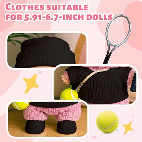 17 cm Doll Clothes，Clothing Accessories Compatible with 5.91-6.7 inch Dolls，Sports Style Doll Set Outfits (5-Piece Set), Includes top + Pants + Tennis Racket + Ball Charm + Shoes (White) in Saudi Arabia