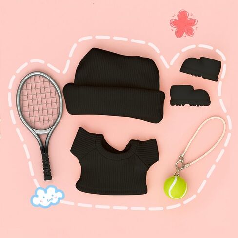 17 cm Doll Clothes，Clothing Accessories Compatible with 5.91-6.7 inch Dolls，Sports Style Doll Set Outfits (5-Piece Set), Includes top + Pants + Tennis Racket + Ball Charm + Shoes (White) in Saudi Arabia
