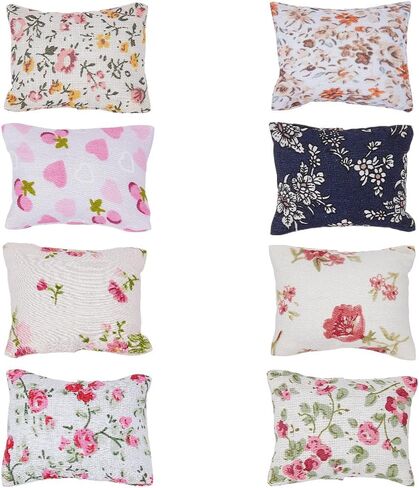 ARRICraft 16pcs وسادة أريكة مصغرة للمنزل الصغير ، 8 أنماط نمط زهرة 1:12 النماذج ذات الأريكة المصغرة نماذج أريكة إكسسوارات سرير ديكور للدمى ، 1.34 × 1.77 × 0.7 بوصة in Saudi Arabia