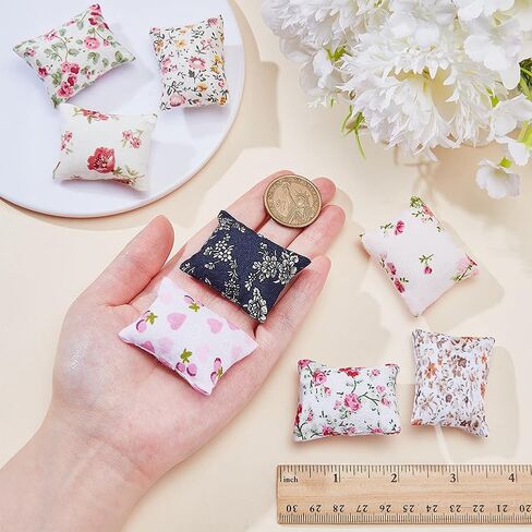 ARRICraft 16pcs وسادة أريكة مصغرة للمنزل الصغير ، 8 أنماط نمط زهرة 1:12 النماذج ذات الأريكة المصغرة نماذج أريكة إكسسوارات سرير ديكور للدمى ، 1.34 × 1.77 × 0.7 بوصة in Saudi Arabia