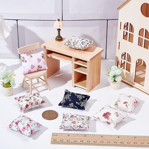ARRICraft 16pcs وسادة أريكة مصغرة للمنزل الصغير ، 8 أنماط نمط زهرة 1:12 النماذج ذات الأريكة المصغرة نماذج أريكة إكسسوارات سرير ديكور للدمى ، 1.34 × 1.77 × 0.7 بوصة in Saudi Arabia