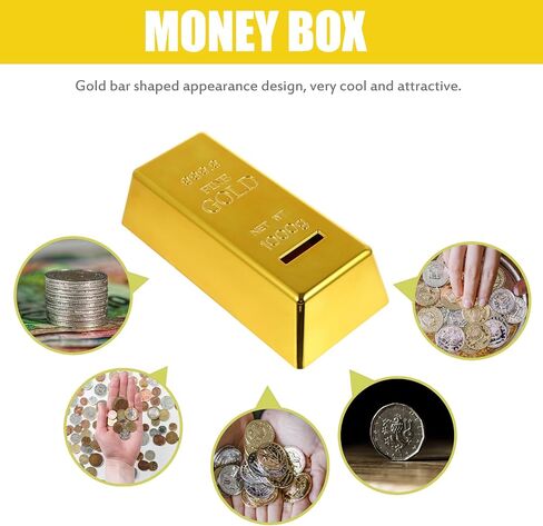 Bar Bank Piggy Bank Money Box Box Luxury Style Pank Poting (Golden) in Saudi Arabia
