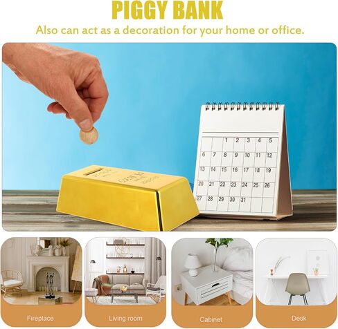 Bar Bank Piggy Bank Money Box Box Luxury Style Pank Poting (Golden) in Saudi Arabia