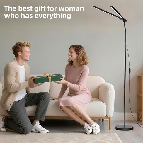 24W Ultra-Bright LED Floor Lamp for Living Room, 2400LM Double Head Craft Light with Adjustable Panels Gooseneck Lamp, Tall Standing Lamp for Office/Reading/Bedroom/Piano/Tattoo/Sewing/Puzzle/Lash in Saudi Arabia