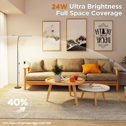 24W Ultra-Bright LED Floor Lamp for Living Room, 2400LM Double Head Craft Light with Adjustable Panels Gooseneck Lamp, Tall Standing Lamp for Office/Reading/Bedroom/Piano/Tattoo/Sewing/Puzzle/Lash in Saudi Arabia