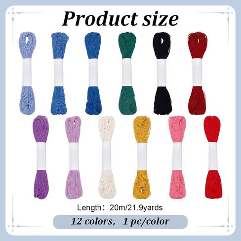 FreeBloss 12 Colors 262 ياردة Sashiko Thread Sashiko Skein Cotton Theregery Thread Japanese and Embroidery Sashiko Kit Supplies Shicing Thread Thread Sashiko in Kuwait