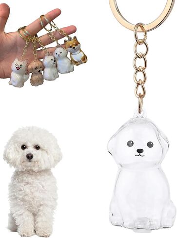 Dog Hair Collector Keychain, Pet Memorial Keepsake, Pet Hair Storage Fur Locket Box, Personalized Transparent Portable Dog Hair Pendant Memorial Birthday Gift for Pet Lovers in Saudi Arabia