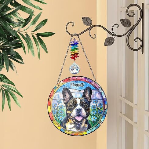 Custom Photo Pet Stained Glass Window Hanging, Dog Memorial Suncatcher Picture, Sympathy Gift for Loss of Pet, Remembrance Gift for Dog, Lovers Cat Bereavement Keepsake with Photo Style 3 in Kuwait