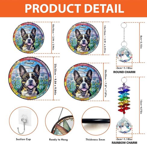 Custom Photo Pet Stained Glass Window Hanging, Dog Memorial Suncatcher Picture, Sympathy Gift for Loss of Pet, Remembrance Gift for Dog, Lovers Cat Bereavement Keepsake with Photo Style 3 in Kuwait