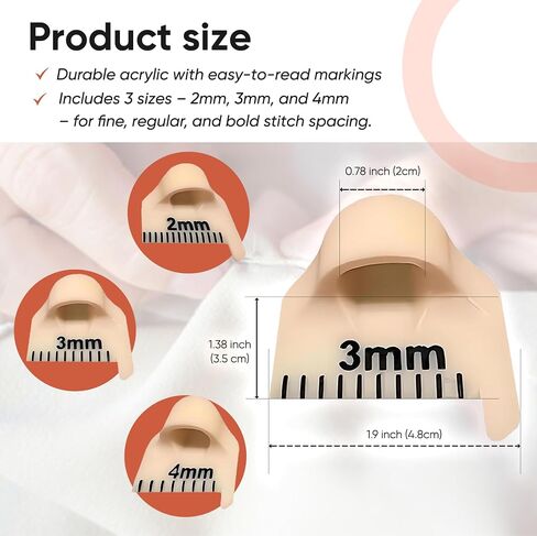 Edge Stitch Lock and Sewing Gauge-Sewing Gauge-Edge Sewing Lockranding Tool-Needle Gauge Quilting Ruler for Straight & Curved Seams for Beginners,Professional Sewers - 2/3/4 Mm, 3 Pcs,Plastic (Beige) in Saudi Arabia