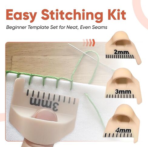 Edge Stitch Lock and Sewing Gauge-Sewing Gauge-Edge Sewing Lockranding Tool-Needle Gauge Quilting Ruler for Straight & Curved Seams for Beginners,Professional Sewers - 2/3/4 Mm, 3 Pcs,Plastic (Beige) in Saudi Arabia