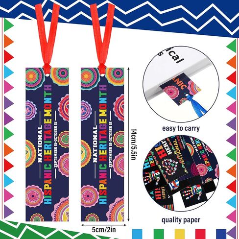 150 Pcs Hispanic Heritage Month Favors Bookmark Spanish Gift Bookmark Latin American Hispanic Heritage Month Supplies for Back to School First Day Classroom Stationery Decorations in Saudi Arabia