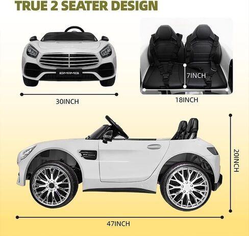 12 فولت ركوب السيارة للأطفال ، سيارة كهربائية مع التحكم عن بعد ، مشغل موسيقى بلوتوث لمدة 3-8 سنوات ، أبيض in Kuwait