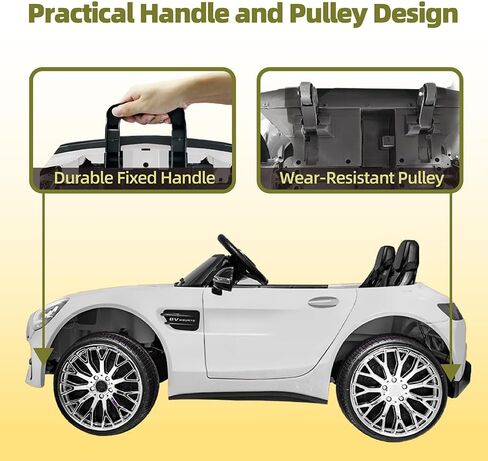 12 فولت ركوب السيارة للأطفال ، سيارة كهربائية مع التحكم عن بعد ، مشغل موسيقى بلوتوث لمدة 3-8 سنوات ، أبيض in Kuwait