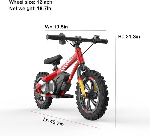 Kids Electric Balance Bike ، إطارات الهواء 12 بوصة ، سرعة 10 ميل في الساعة ، ودفع دراجة تدريب الأطفال مع فرامل الأسطوان in Kuwait