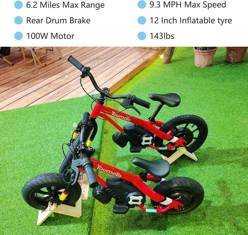 Kids Electric Balance Bike ، إطارات الهواء 12 بوصة ، سرعة 10 ميل في الساعة ، ودفع دراجة تدريب الأطفال مع فرامل الأسطوان in Kuwait