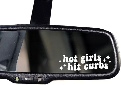 2 x Hot Girls Hit Curbs Vinyl Decal, Water Bottle Sticker, Car Rearview Mirror, Laptop Bumper Sticker, Funny Bumper Sticker, Cute Car Sticker, Car Accessories Gift (5.9 Inches wide, Pink) in Saudi Arabia