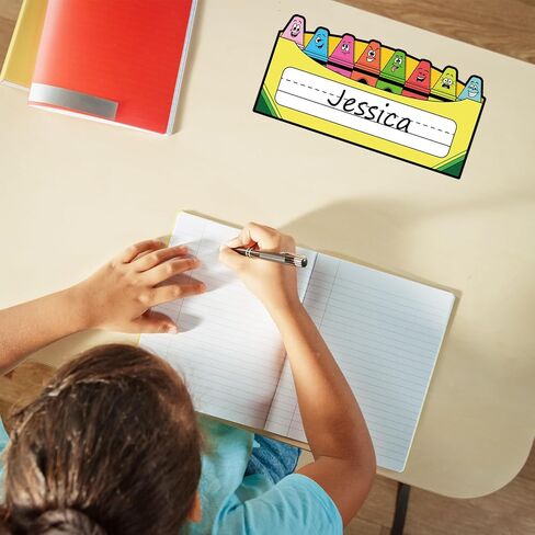 60Pcs Crayon Name Tag Stickers Funny Cartoon Crayon Nameplate Sticker Classroom Bulletin Board Label Decals for Back to School Desk Wall Message Board (4.5''x 7.9'') in Saudi Arabia
