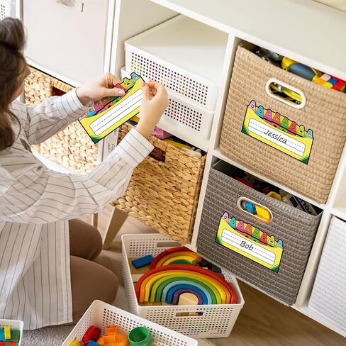 60Pcs Crayon Name Tag Stickers Funny Cartoon Crayon Nameplate Sticker Classroom Bulletin Board Label Decals for Back to School Desk Wall Message Board (4.5''x 7.9'') in Saudi Arabia