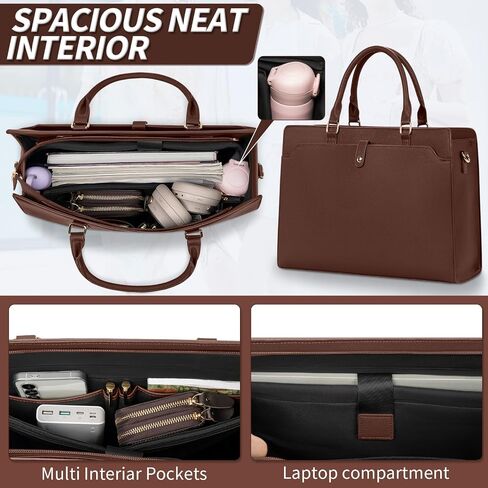 Laptop Tote Bag for Women 15.6 Inch Waterproof Leather Computer Bags Large Capacity Business Office Work Briefcase in Kuwait