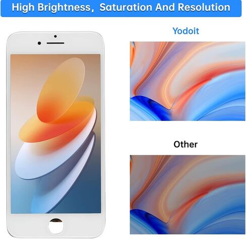 استبدال شاشة Yodoit لهاتف iPhone 8 باللون الأبيض مع زر الصفحة الرئيسية، وكاميرا أمامية، ومكبر صوت للأذن، ومحول رقمي لشاشة LCD كاملة ومجموعة أدوات إصلاح، وواقي (موديل A1863، A1905، A1906) in Saudi Arabia