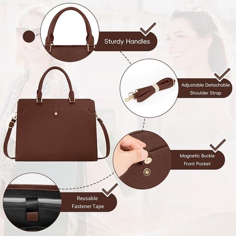 Laptop Tote Bag for Women 15.6 Inch Waterproof Leather Computer Bags Large Capacity Business Office Work Briefcase in Kuwait