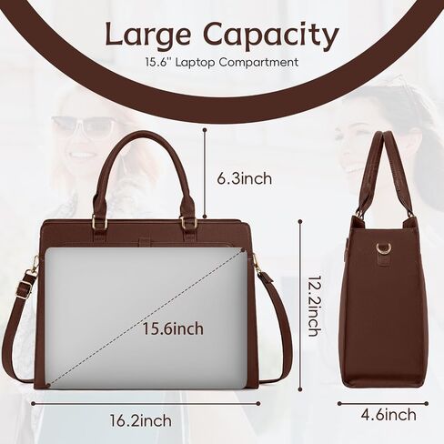 Laptop Tote Bag for Women 15.6 Inch Waterproof Leather Computer Bags Large Capacity Business Office Work Briefcase in Kuwait