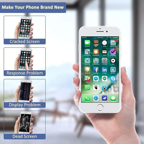 استبدال شاشة Yodoit لهاتف iPhone 8 باللون الأبيض مع زر الصفحة الرئيسية، وكاميرا أمامية، ومكبر صوت للأذن، ومحول رقمي لشاشة LCD كاملة ومجموعة أدوات إصلاح، وواقي (موديل A1863، A1905، A1906) in Saudi Arabia