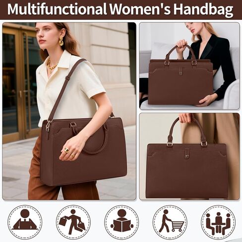 Laptop Tote Bag for Women 15.6 Inch Waterproof Leather Computer Bags Large Capacity Business Office Work Briefcase in Kuwait