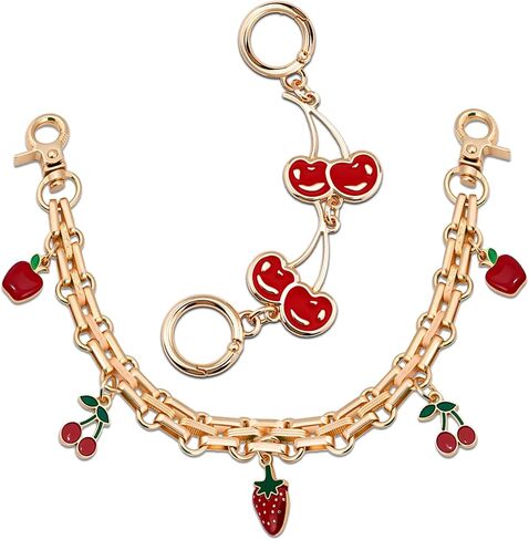 2Pcs Bag Charms for Handbags Purse Charms Strap Purse Extender Chain Cherry Replacement Extension Chains for Tote Shoulder Bags Wallet Purses Accessories Strap for Crossbody Bag Cute Fruit Chains in Saudi Arabia