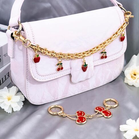 2Pcs Bag Charms for Handbags Purse Charms Strap Purse Extender Chain Cherry Replacement Extension Chains for Tote Shoulder Bags Wallet Purses Accessories Strap for Crossbody Bag Cute Fruit Chains in Saudi Arabia